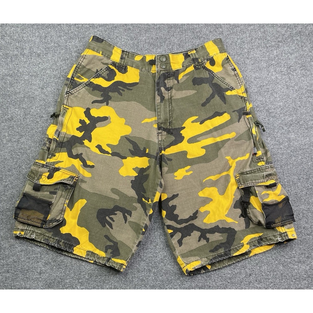 MacGear Cargo Shorts Men's 34 Yellow Camo Masters of Architectural Clothing VTG‎